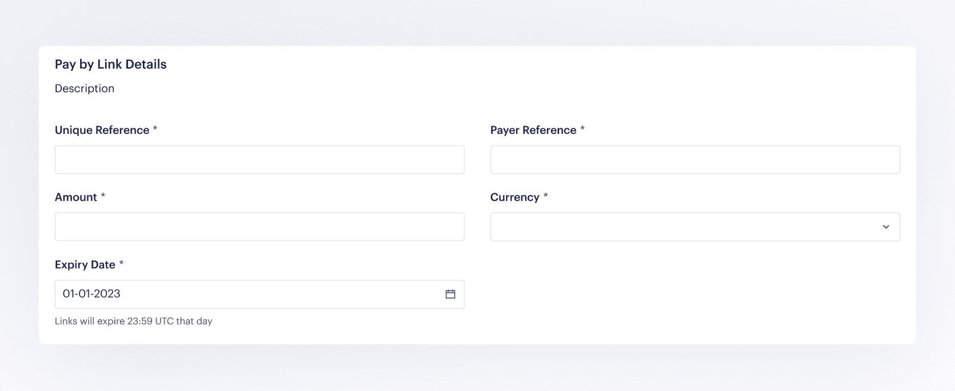 Provide payment information form