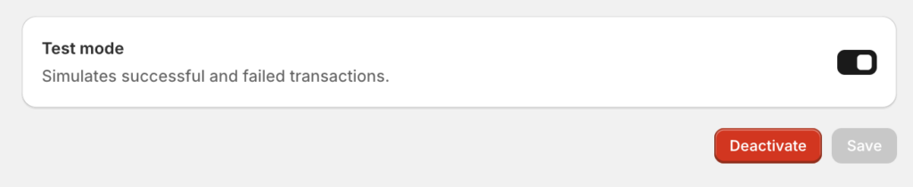 Test mode toggle